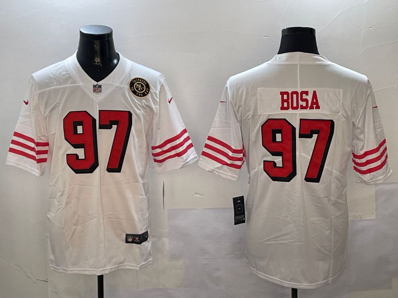 Men San Francisco 49ers 97 Bosa White Throwback 2024 Nike Limited NFL Jersey style 01042